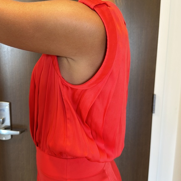 BeBe Vibrant Poppy Red Romper with Pockets, Gold Buttons, Hidden Zipper & Hooks - Picture 9 of 13